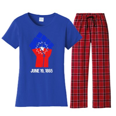 Junenth Fist Freedom Day Flag Black History Remembrance Gift Women's Flannel Pajama Set