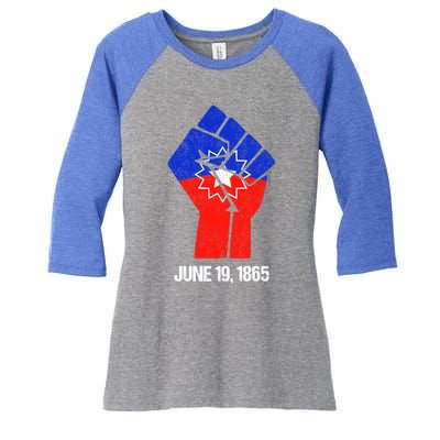 Junenth Fist Freedom Day Flag Black History Remembrance Gift Women's Tri-Blend 3/4-Sleeve Raglan Shirt