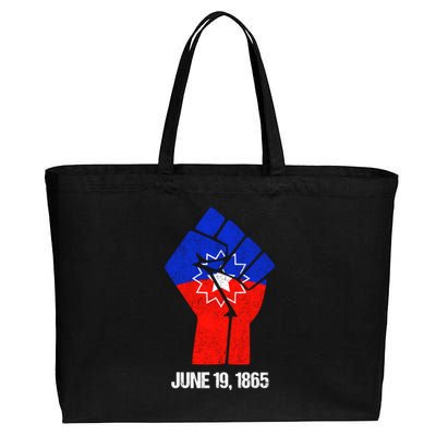 Junenth Fist Freedom Day Flag Black History Remembrance Gift Cotton Canvas Jumbo Tote