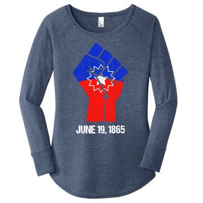 Junenth Fist Freedom Day Flag Black History Remembrance Gift Women's Perfect Tri Tunic Long Sleeve Shirt