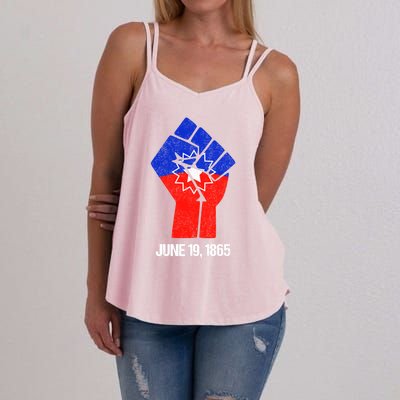 Junenth Fist Freedom Day Flag Black History Remembrance Gift Women's Strappy Tank