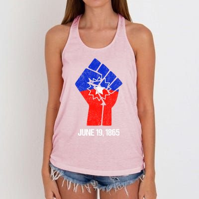 Junenth Fist Freedom Day Flag Black History Remembrance Gift Women's Knotted Racerback Tank