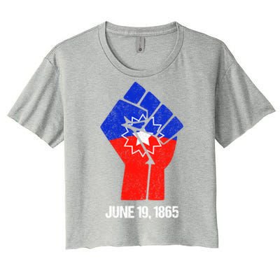 Junenth Fist Freedom Day Flag Black History Remembrance Gift Women's Crop Top Tee