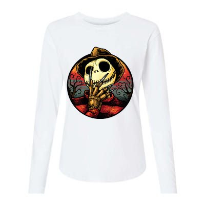 Jack Freddy Funny Halloween Horror Character Nightmare Womens Cotton Relaxed Long Sleeve T-Shirt