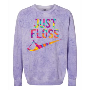 Just Floss Funny Parody Logo Meme Colorblast Crewneck Sweatshirt