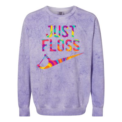 Just Floss Funny Parody Logo Meme Colorblast Crewneck Sweatshirt