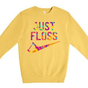 Just Floss Funny Parody Logo Meme Premium Crewneck Sweatshirt