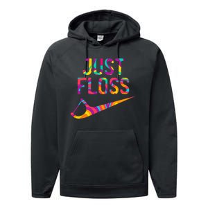 Just Floss Funny Parody Logo Meme Performance Fleece Hoodie