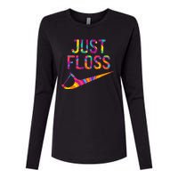 Just Floss Funny Parody Logo Meme Womens Cotton Relaxed Long Sleeve T-Shirt