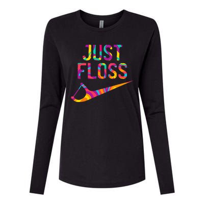 Just Floss Funny Parody Logo Meme Womens Cotton Relaxed Long Sleeve T-Shirt