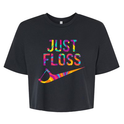 Just Floss Funny Parody Logo Meme Bella+Canvas Jersey Crop Tee