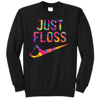 Just Floss Funny Parody Logo Meme Sweatshirt