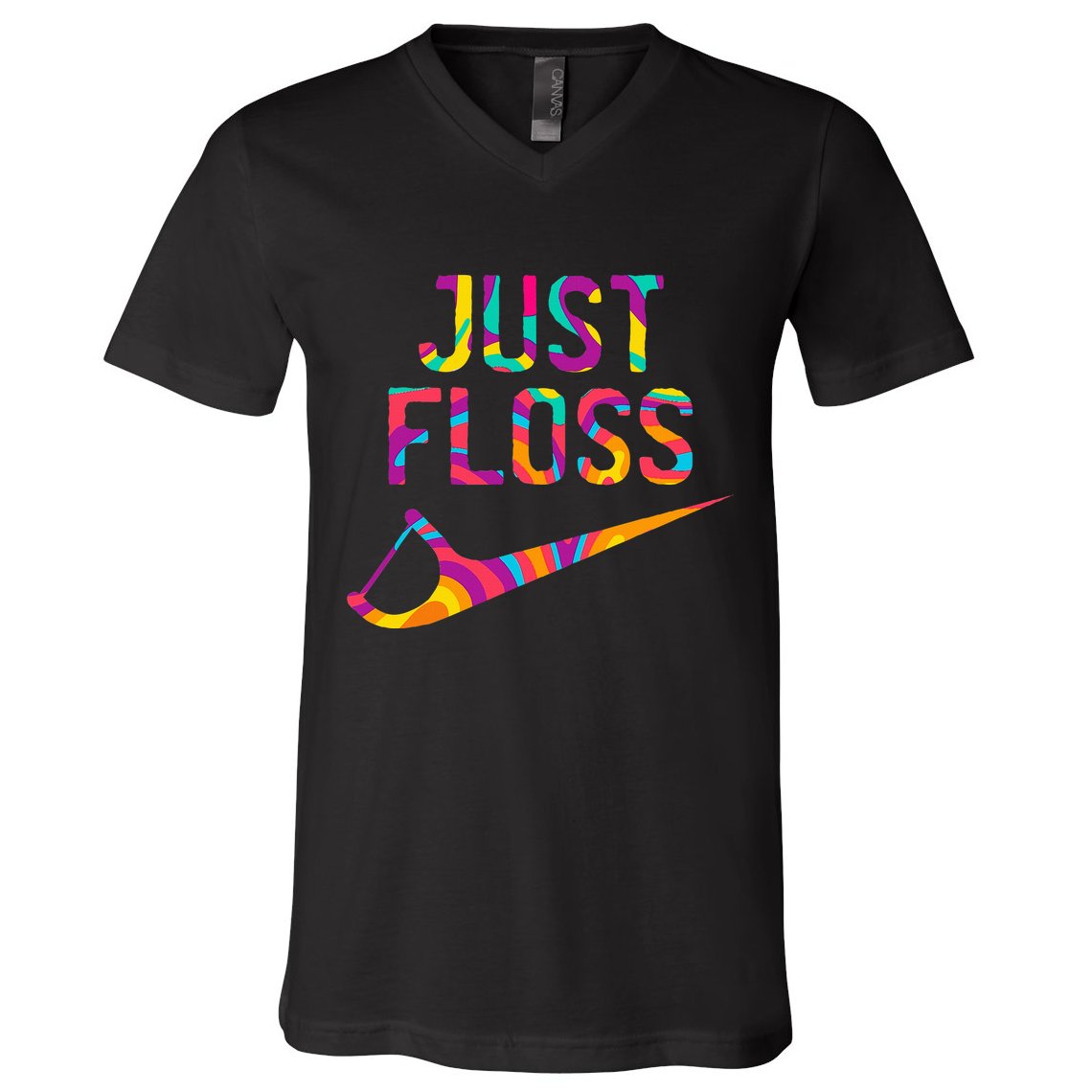 Just Floss Funny Parody Logo Meme V-Neck T-Shirt