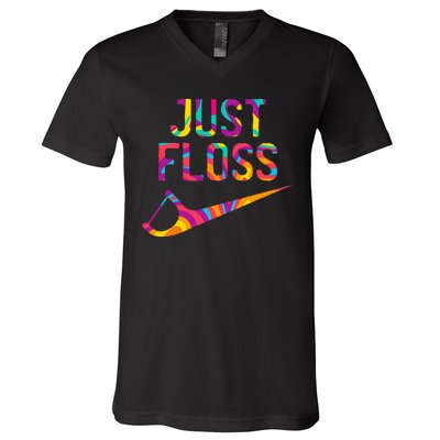 Just Floss Funny Parody Logo Meme V-Neck T-Shirt