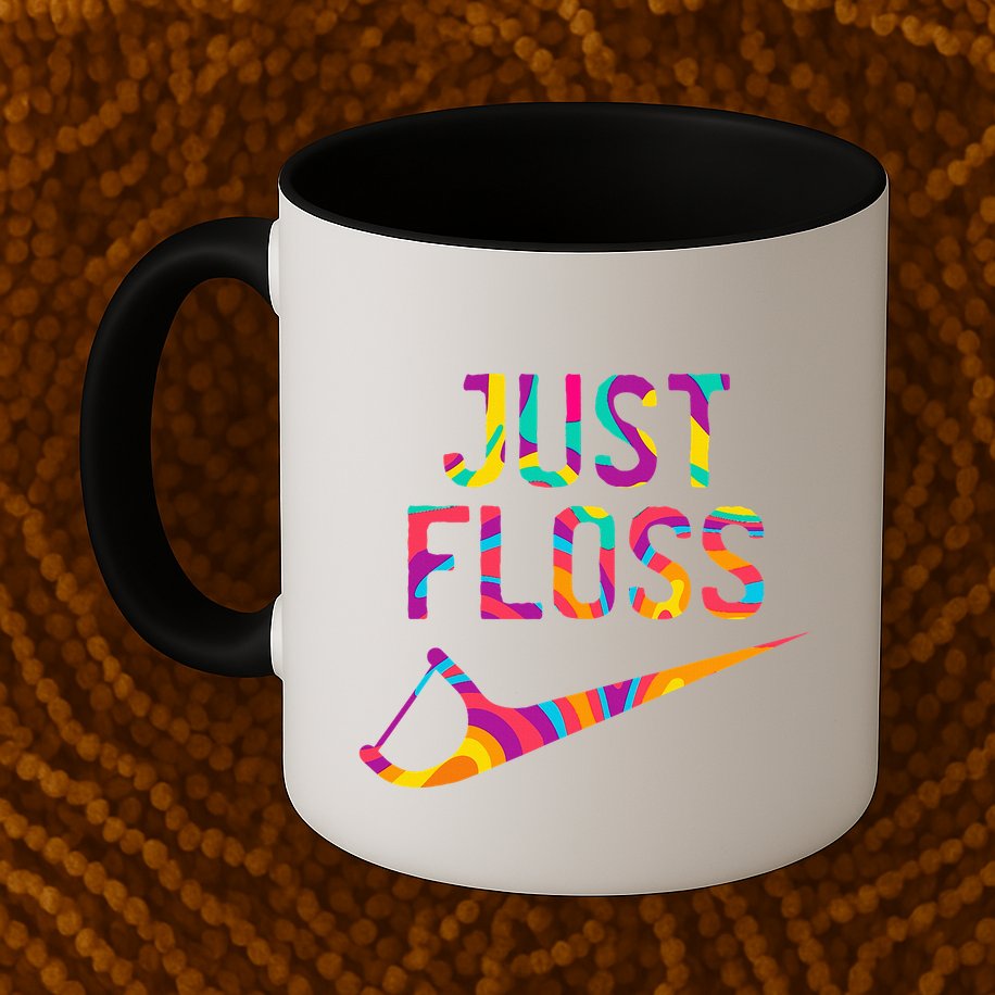Just Floss Funny Parody Logo Meme Mug