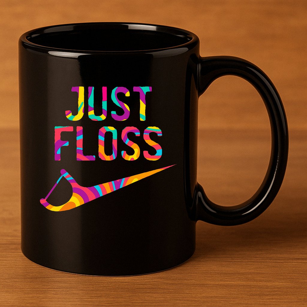 Just Floss Funny Parody Logo Meme 11oz C Handle Ceramic Mug