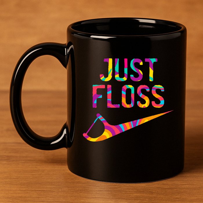 Just Floss Funny Parody Logo Meme 11oz C Handle Ceramic Mug