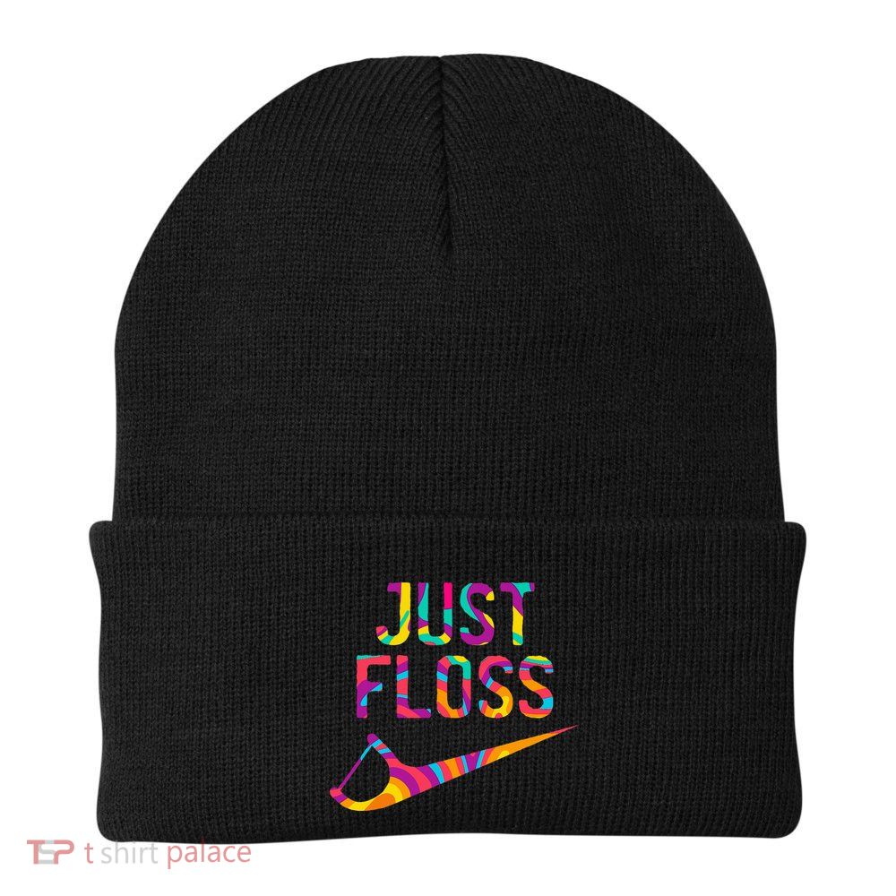 Just Floss Funny Parody Logo Meme Knit Cap Winter Beanie