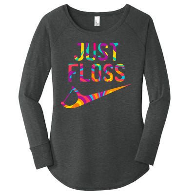 Just Floss Funny Parody Logo Meme Women's Perfect Tri Tunic Long Sleeve Shirt