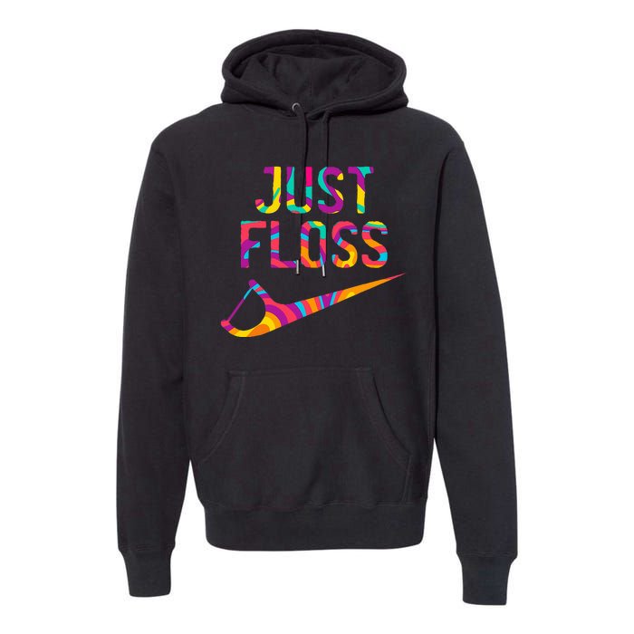 Just Floss Funny Parody Logo Meme Premium Hoodie