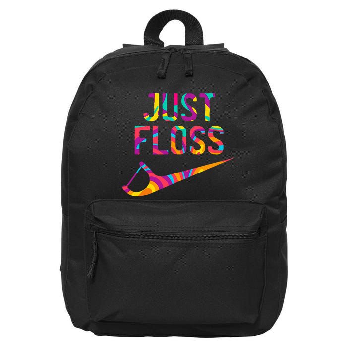 Just Floss Funny Parody Logo Meme 16 in Basic Backpack