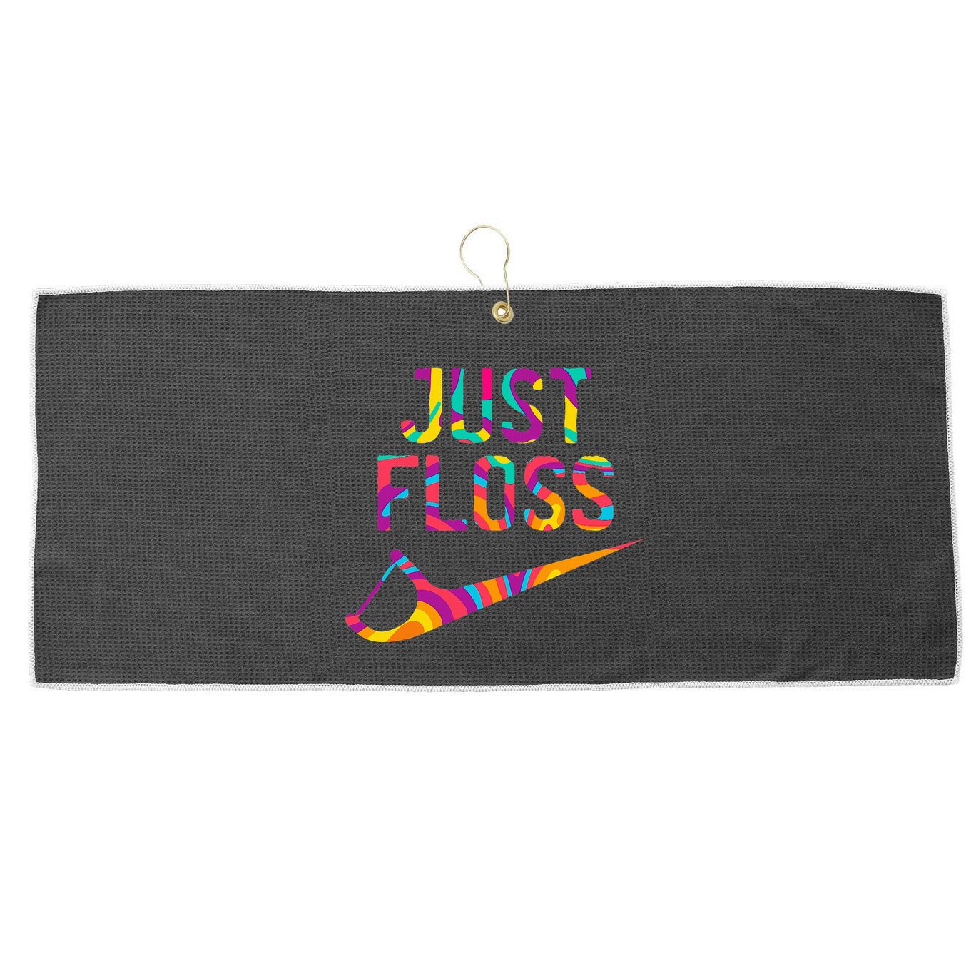 Just Floss Funny Parody Logo Meme Large Microfiber Waffle Golf Towel