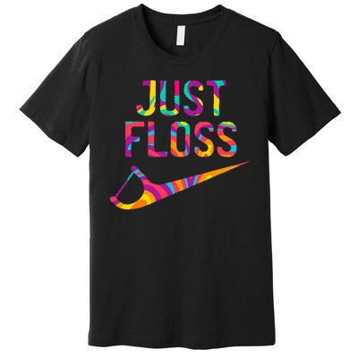 Just Floss Funny Parody Logo Meme Premium T-Shirt