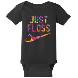 Just Floss Funny Parody Logo Meme Baby Bodysuit