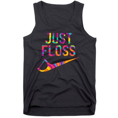 Just Floss Funny Parody Logo Meme Tank Top