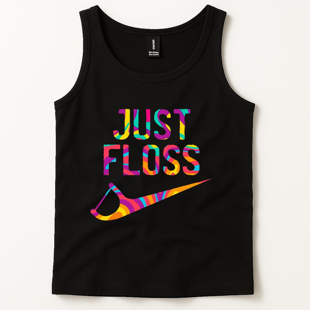 Just Floss Funny Parody Logo Meme Tank Top