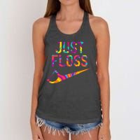 Just Floss Funny Parody Logo Meme Women's Knotted Racerback Tank