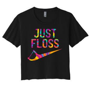 Just Floss Funny Parody Logo Meme Women's Crop Top Tee