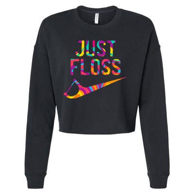 Just Floss Funny Parody Logo Meme Cropped Pullover Crew