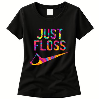 Just Floss Funny Parody Logo Meme Womens T-Shirt