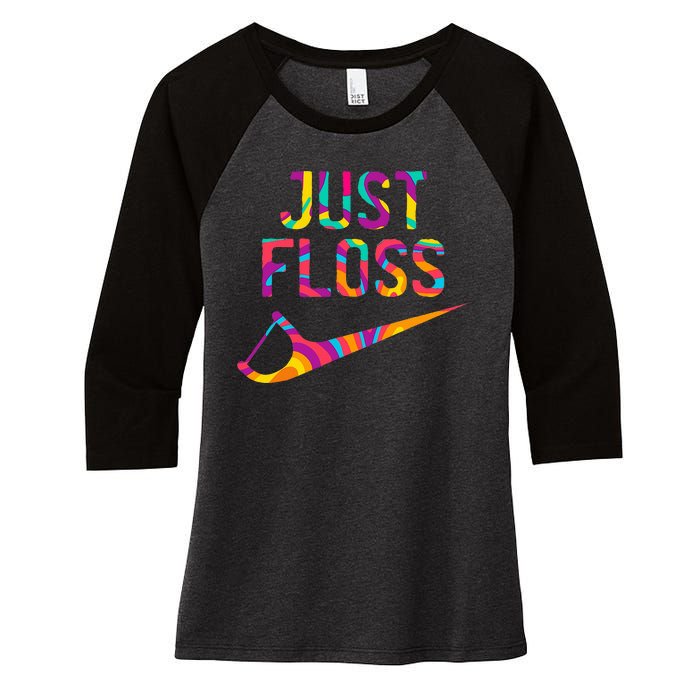 Just Floss Funny Parody Logo Meme Women's Tri-Blend 3/4-Sleeve Raglan Shirt