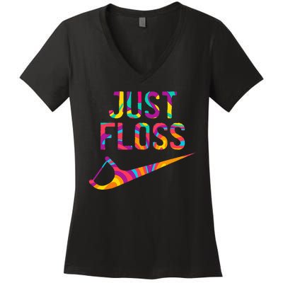 Just Floss Funny Parody Logo Meme Women's V-Neck T-Shirt