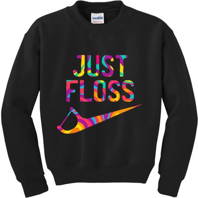Just Floss Funny Parody Logo Meme Kids Sweatshirt