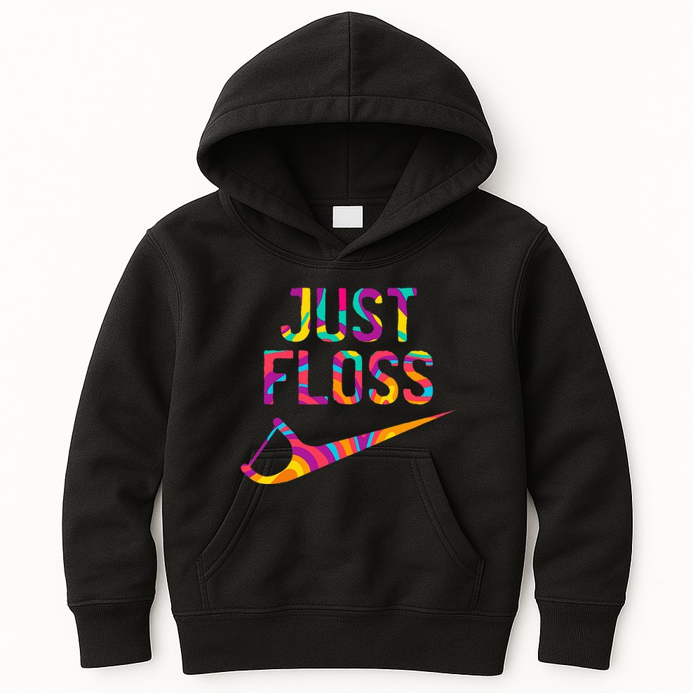 Just Floss Funny Parody Logo Meme Kids Hoodie