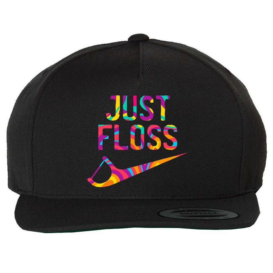 Just Floss Funny Parody Logo Meme Wool Snapback Cap