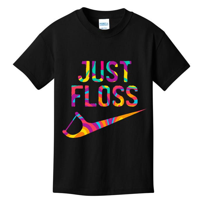 Just Floss Funny Parody Logo Meme Kids T-Shirt