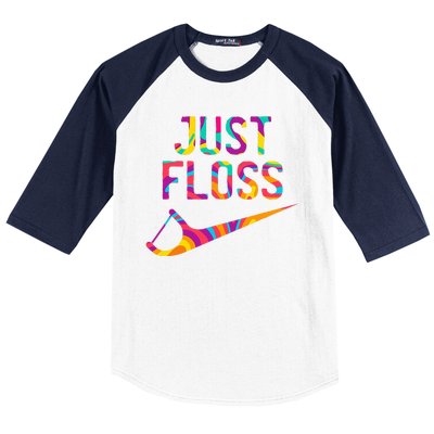 Just Floss Funny Parody Logo Meme Baseball Sleeve Shirt