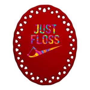 Just Floss Funny Parody Logo Meme Ceramic Oval Ornament