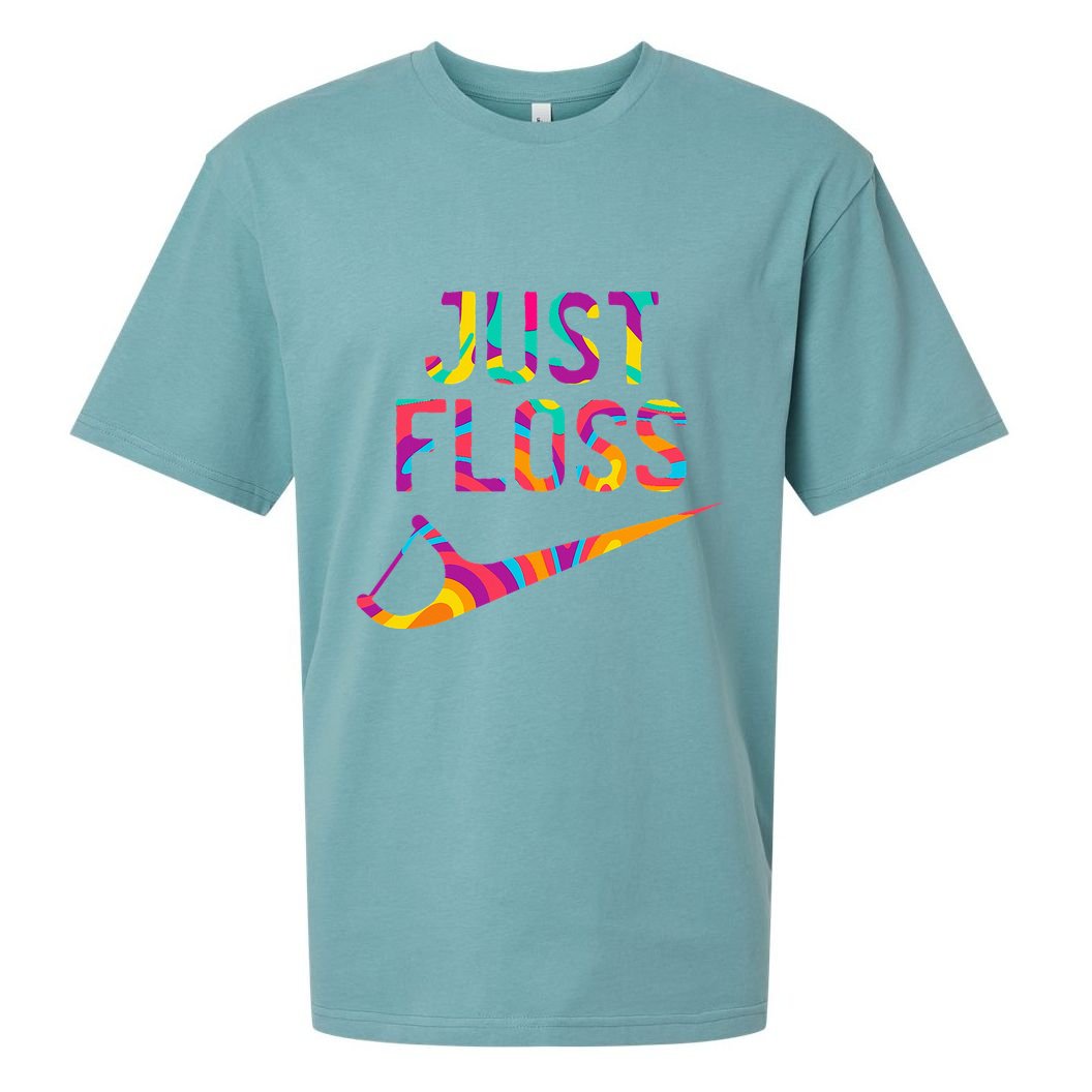 Just Floss Funny Parody Logo Meme Sueded Cloud Jersey T-Shirt