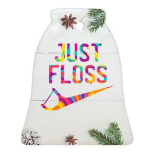 Just Floss Funny Parody Logo Meme Ceramic Bell Ornament