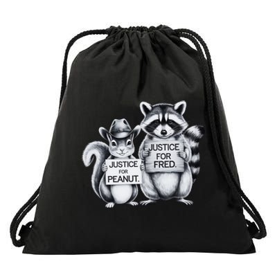 Justice For Fred The Raccoon And The Peanut The Squirrel Drawstring Bag