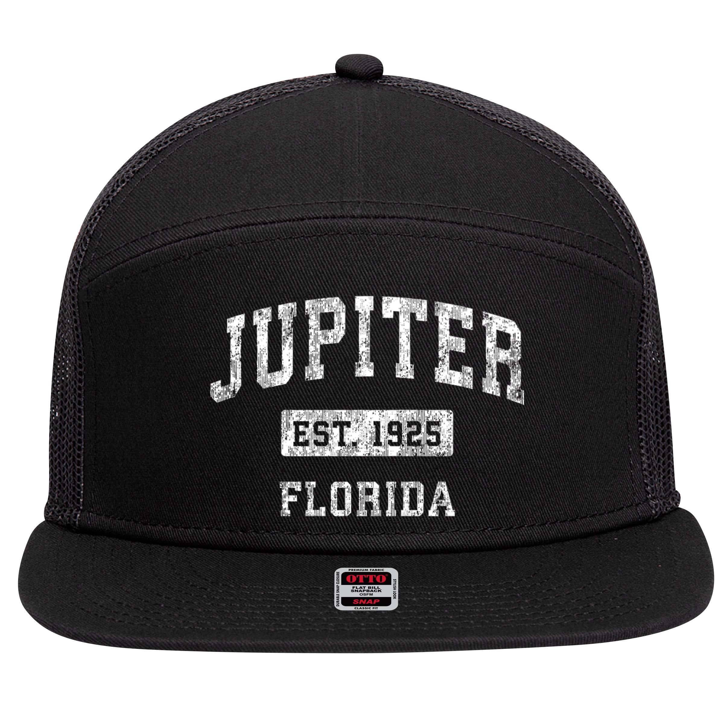 Jupiter Florida Fl Vintage Established Sports Design 7 Panel Mesh Trucker Snapback Hat