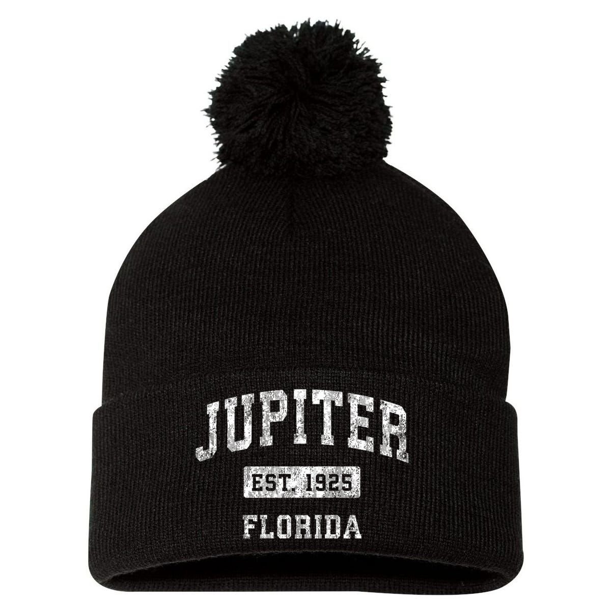Jupiter Florida Fl Vintage Established Sports Design Pom Pom 12in Knit Beanie