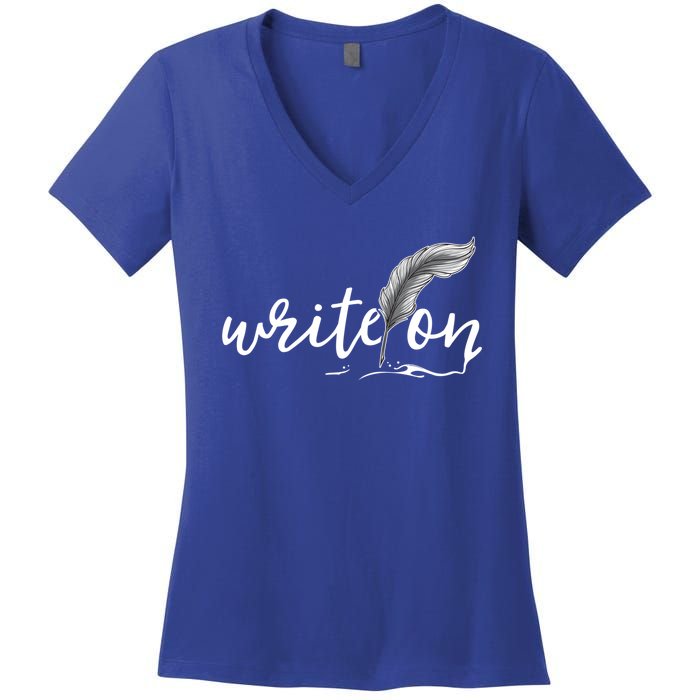 Journalism Funny Gift Write On Journaliscute Gift Author Writer Gift Women's V-Neck T-Shirt