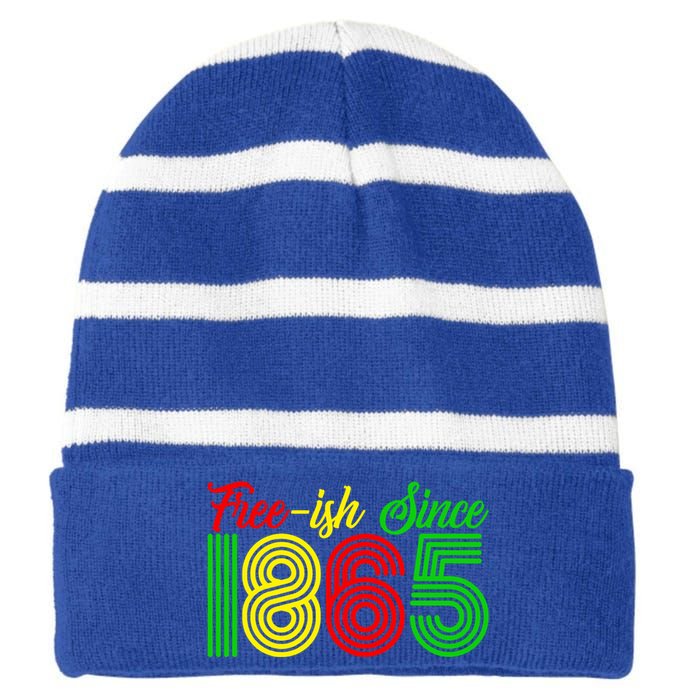 Juneteenth Freecool Giftish Since 1865 Black History Month Gift Striped Beanie with Solid Band