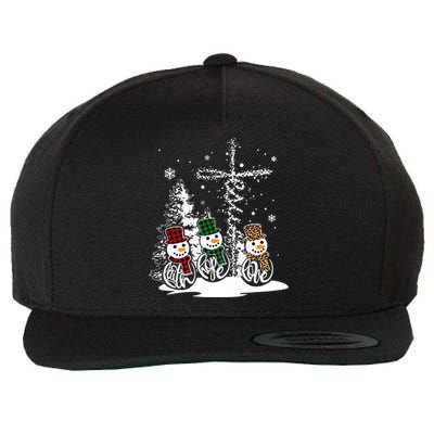 Jesus Faith Hope Love Snow Funny Merry Xmas For Christian Cool Gift Wool Snapback Cap